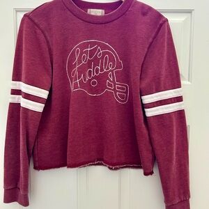 Lets Huddle Cozy Football Game Wear Sweatshirt Altar’d State Crop Top Medium